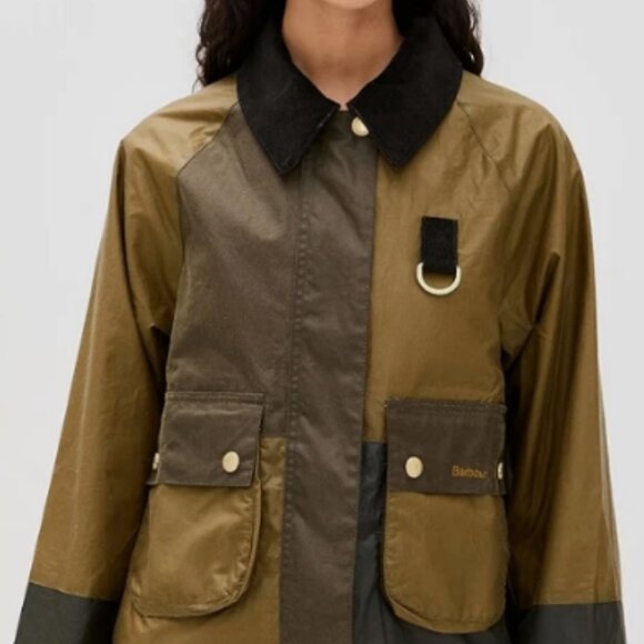 BARBOUR ALMA WAX JACKET in Sand/ Archive Olive MSRP$580 British Elegance - Picture 13 of 16
